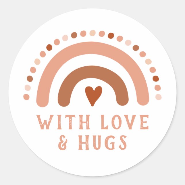 Pegatina Redonda Brown Warn Rainbow Heart Spots  Business Card (Anverso)