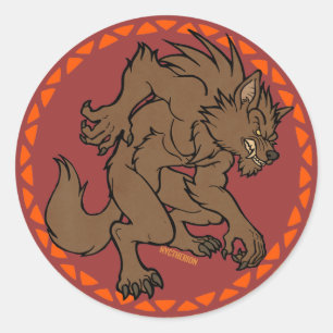 Pegatina Redonda Brown Werewolf