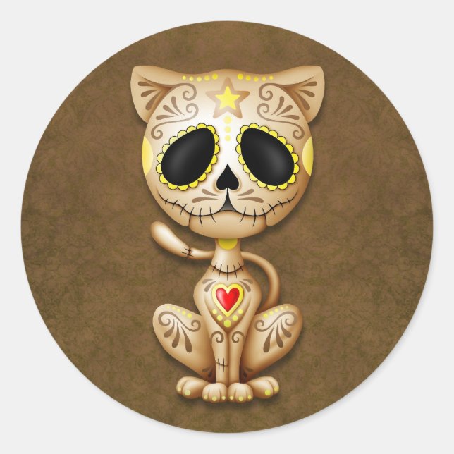 Pegatina Redonda Brown Zombie Sugar Kitten (Anverso)