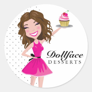 Pegatina Redonda Brownie de 311 postres de Dollface