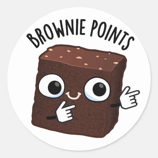 Pegatina Redonda Brownie Points Funny Snack Pun  (Anverso)