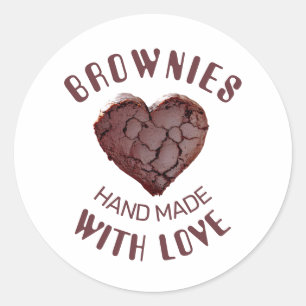 Pegatina Redonda Brownies hechos a mano con amor