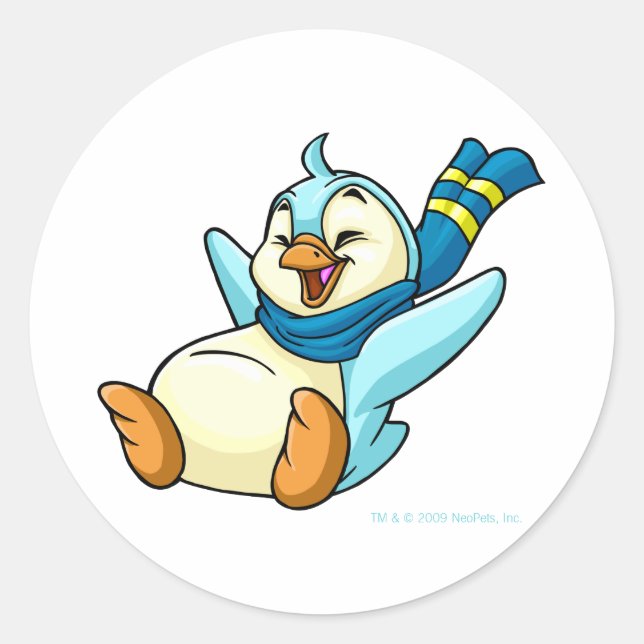 Pegatina Redonda Bruce azul deslizante (Anverso)