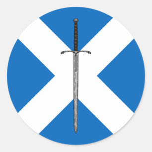 Pegatina Redonda Bruce Sword en Saltire