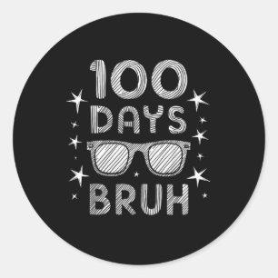 Pegatina Redonda Bruh 100 Días De Sombrillas Escolares 100º Día De