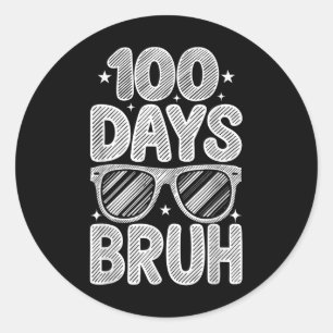 Pegatina Redonda Bruh 100 Días Escolar Estudiante Sombra Niños