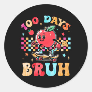 Pegatina Redonda Bruh 100 Días Escolares Felices Cien Días Escolare