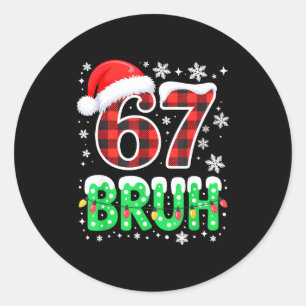 Pegatina Redonda Bruh 67 Navidad Seis Siete 6 7 Niños Pijama de Nav