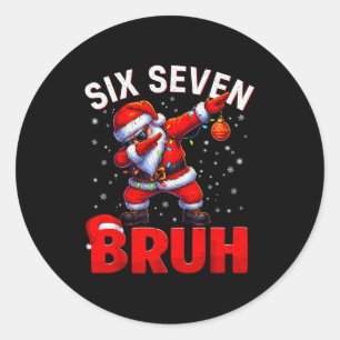 Pegatina Redonda Bruh 67 Santa haciendo Dabbing Meme Divertido Seis