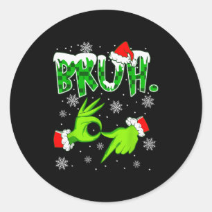 Pegatina Redonda Bruh 67 Seis Siete 6 7 Meme Navidad Divertido Gen