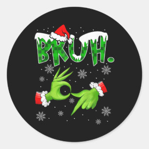 Pegatina Redonda Bruh 67 Seis Siete 6 7 Meme Navidad Divertido Gen