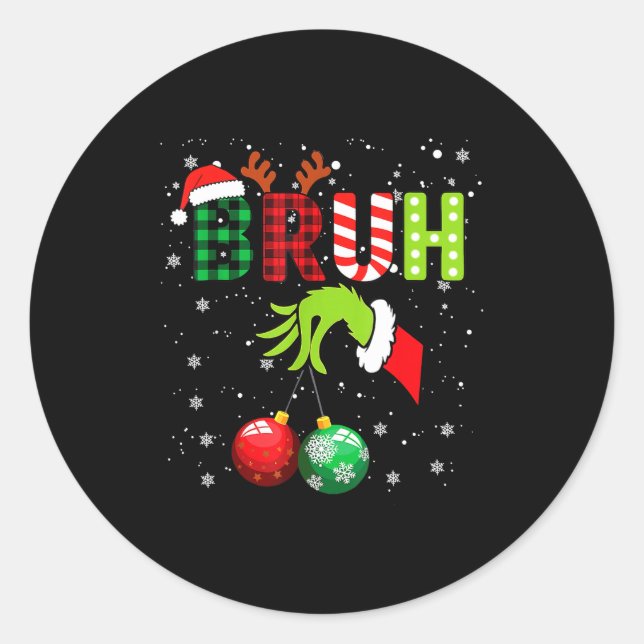 Pegatina Redonda Bruh 67 Six Seven 6 7 Meme Christmas Funny Gen Alp (Anverso)