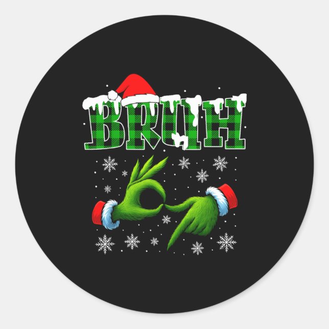 Pegatina Redonda Bruh 67 Six Seven 6 7 Shirts Funny Meme Christmas  (Anverso)