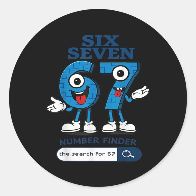 Pegatina Redonda Bruh 67 Six Seven 6-7 Talian Brainrot Meme For Kid (Anverso)