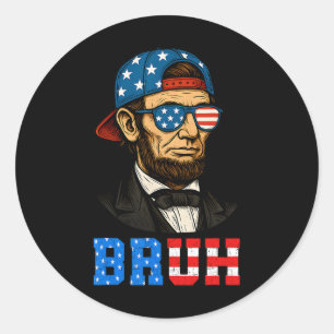 Pegatina Redonda Bruh Abraham Lincoln Patriótico 4 De Julio Hombre