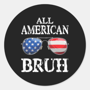 Pegatina Redonda Bruh Americano 4 De Julio Niños Adolescentes Patri