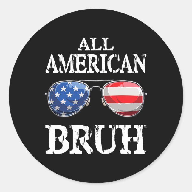 Pegatina Redonda Bruh Americano 4 De Julio Niños Adolescentes Patri (Anverso)
