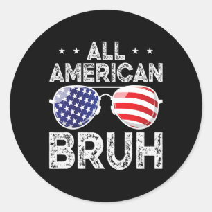 Pegatina Redonda Bruh Americano 4 De Julio Niños Adolescentes Patri