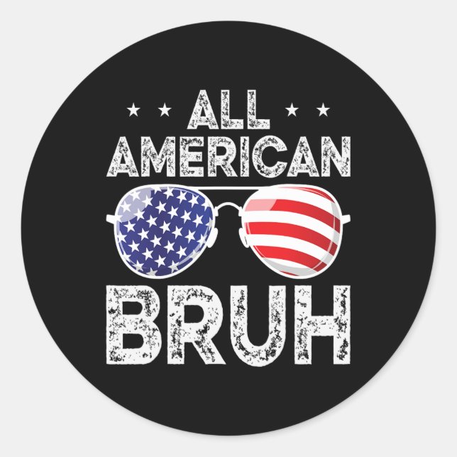 Pegatina Redonda Bruh Americano 4 De Julio Niños Adolescentes Patri (Anverso)