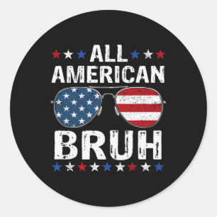 Pegatina Redonda Bruh Americano 4 De Julio Niños Adolescentes Patri