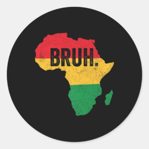 Pegatina Redonda Bruh Boys Kids African American Funny Black Histor