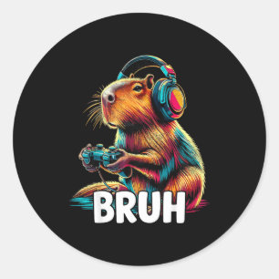 Pegatina Redonda Bruh Capybaras Videojuegos Divertidos Capybara 