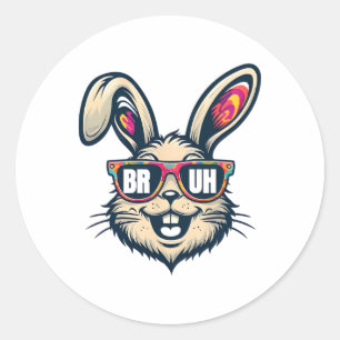 Pegatina Redonda Bruh Dabbing Bunny Easter Funny Hombres Niños Niño