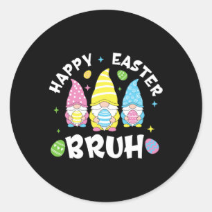 Pegatina Redonda Bruh Easter Day Funny Conejo Feliz Pascua Gn