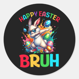 Pegatina Redonda Bruh Easter Eggs Adolescentes Niños Conejo de Pasc