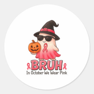 Pegatina Redonda Bruh En Octubre Usamos Nk Boo Cáncer De Mama Consc