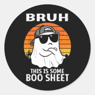 Pegatina Redonda Bruh, Esta Es Una Hoja De Boo Fantasma Halloween