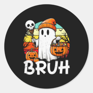 Pegatina Redonda Bruh Fantasma Divertido Halloween Boo Soky Hallowe