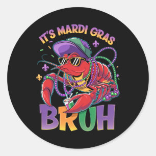 Pegatina Redonda Bruh Mardi Gras Crawfish Niños Mardi Gras