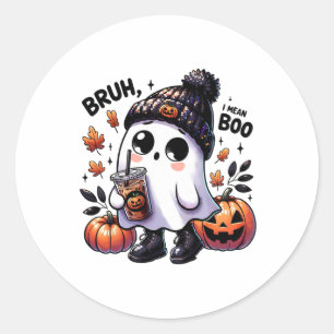 Pegatina Redonda Bruh Me Refiero A Boo Gracioso Fantasma Jack O Lan