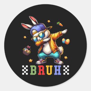 Pegatina Redonda Bruh Meme Easter Day Gracioso Bunny Eggys Adolesce
