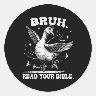 Pegatina Redonda Bruh Meme lee tu Biblia Dios Gracioso Ch