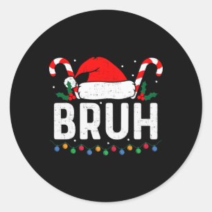 Pegatina Redonda Bruh Navidades divertidos adolescentes niños niños