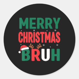 Pegatina Redonda Bruh Navidades Shirt Kids Xmas Hombres Jóvenes Div