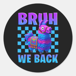 Pegatina Redonda Bruh Nosotros Ck Llama Piñata Chicos Chicas Jugado