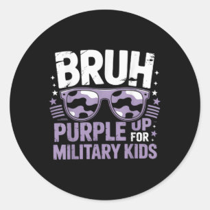 Pegatina Redonda Bruh Purple Up Para Niños Militares Mo