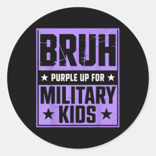 Pegatina Redonda Bruh Purple Up Para Niños Militares Mo