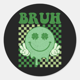 Pegatina Redonda Bruh Smile Face Groovy St. Patrick's Day Boy K
