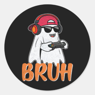 Pegatina Redonda Bruh Spooky Boo Halloween Costume a los hombres de