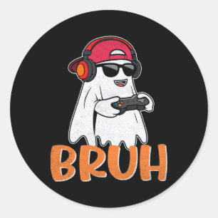 Pegatina Redonda Bruh Spooky Boo Halloween Costume a los hombres de