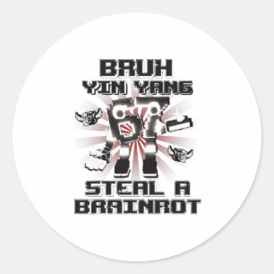Pegatina Redonda Bruh Yin Yang 67 Seis Siete 6-7 Divertido Brainrot