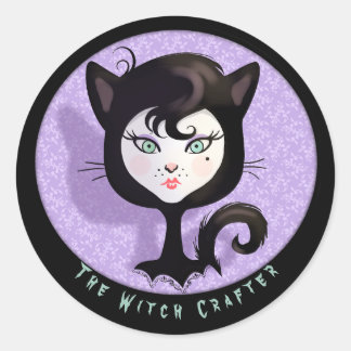 Pegatina Redonda Bruja Crafter magia de Halloween