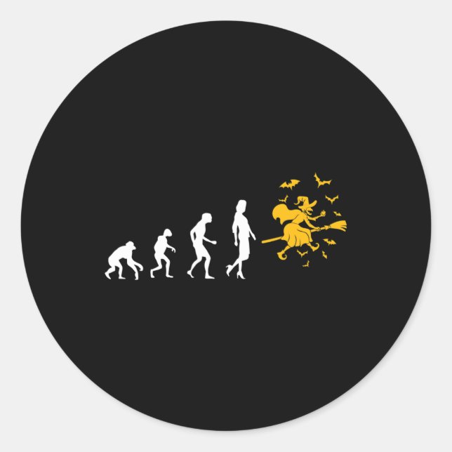 Pegatina Redonda Bruja de la evolución (Anverso)