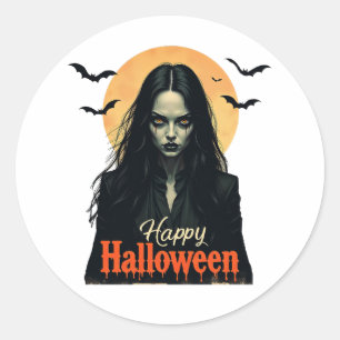 Pegatina Redonda Bruja gótica de Halloween