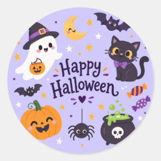 Pegatina Redonda bruja halloween