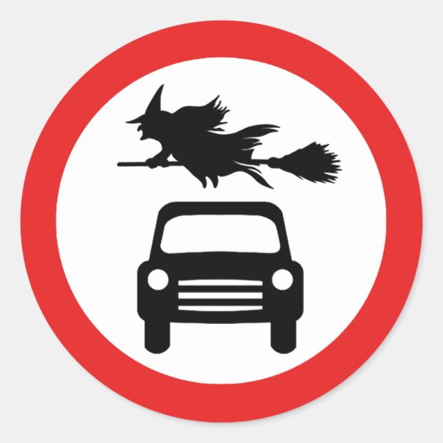 Pegatina Redonda Bruja voladora (Anverso)